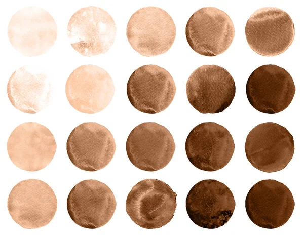 Conjunto de marrón, círculos de acuarela de café — Foto de Stock