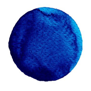Beyaz zemin üzerine suluboya mavi daire