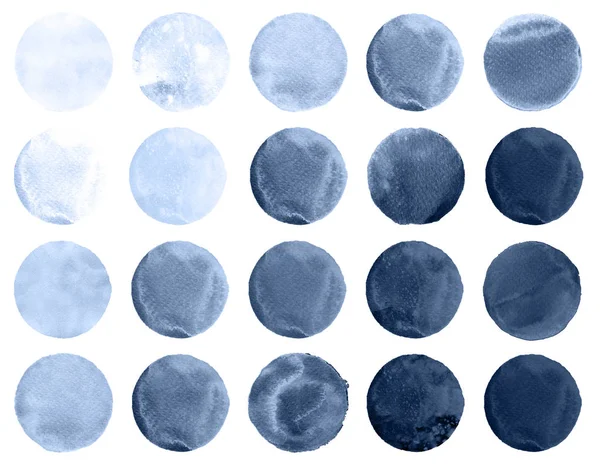 Aquarel cirkels collectie grijze kleuren. Vlekken instellen geïsoleerd op een witte achtergrond. Ontwerpelementen — Stockfoto