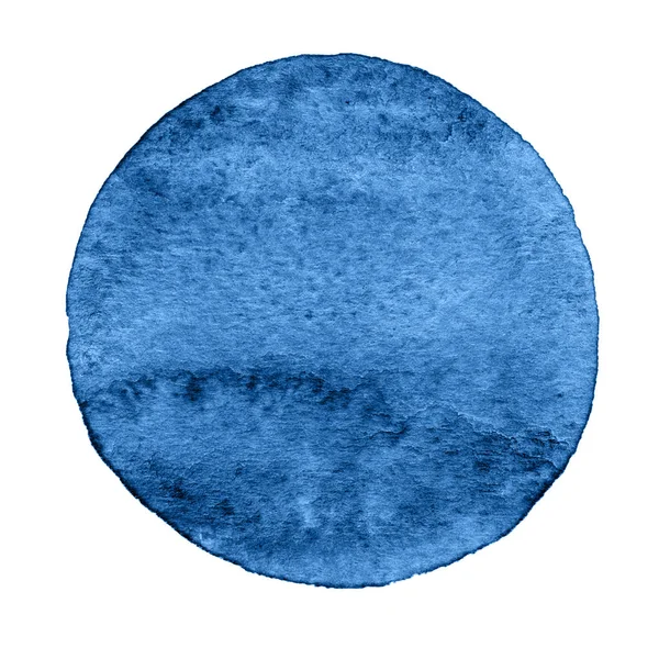 Círculo azul pintado con acuarela sobre fondo blanco — Foto de Stock