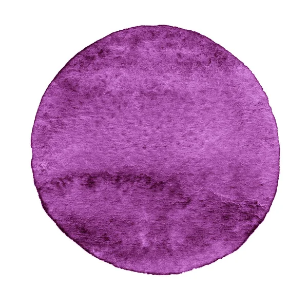 Círculo violeta pintado con acuarela sobre fondo blanco — Foto de Stock