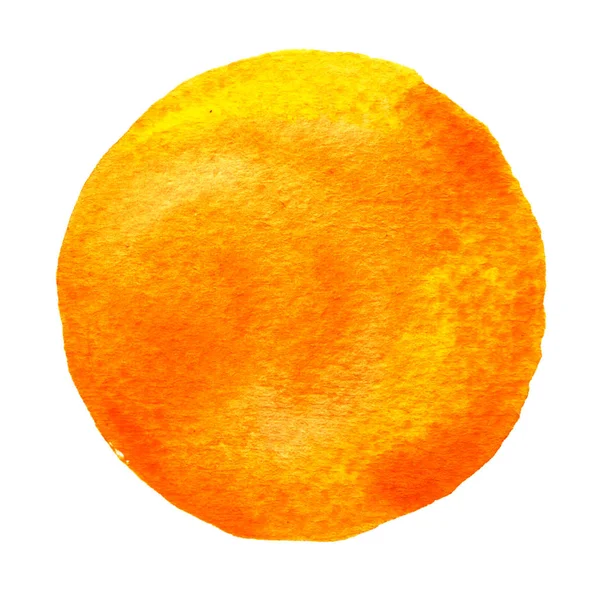 Žlutá, oranžová kruh, malované akvarelem na bílém pozadí — Stock fotografie