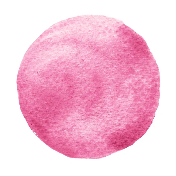 Círculo rosa pintado con acuarela sobre fondo blanco — Foto de Stock