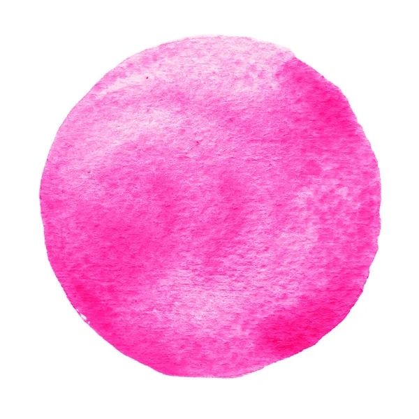 Pink circle painted with watercolor on a white background — Stock Photo, Image