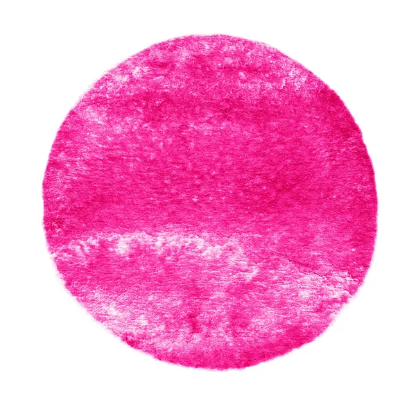 Malované růžové kolečko s akvarelem na bílém pozadí — Stock fotografie