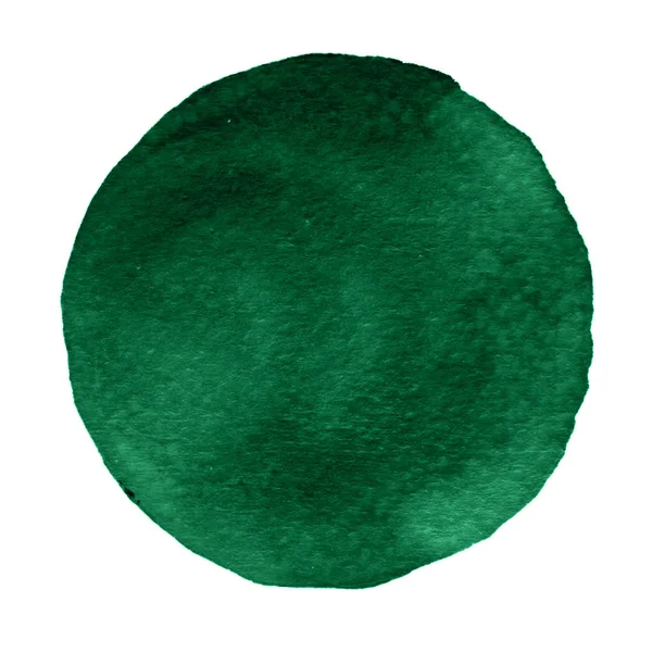 Ακουαρέλα πράσινο κύκλο. Ακουαρέλα λεκές σε λευκό φόντο. — Φωτογραφία Αρχείου