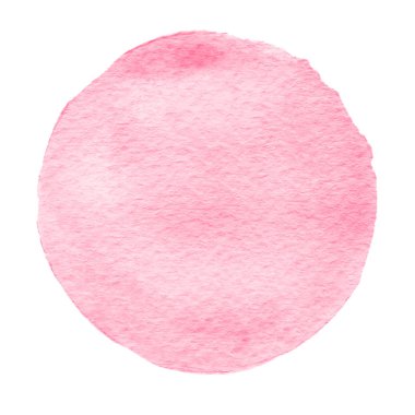 Pembe suluboya daire. Suluboya beyaz arka plan üzerinde leke.