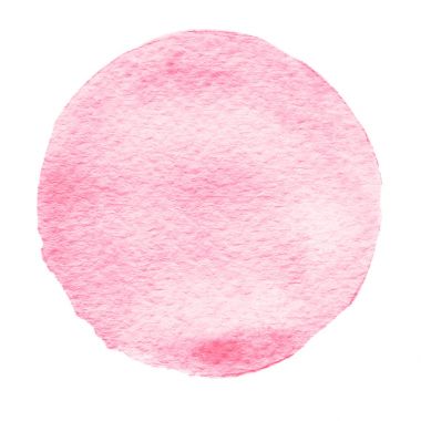 Pembe suluboya daire. Suluboya beyaz arka plan üzerinde leke.