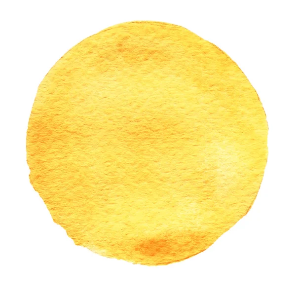 Yellow watercolor circle. Watercolour stain on white background. — Stock Photo, Image