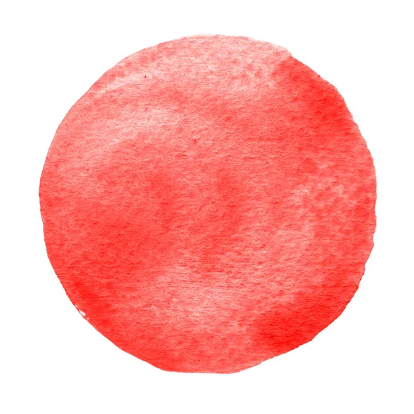 Roter Aquarellkreis. Aquarell-Fleck auf weißem Hintergrund. — Stockfoto