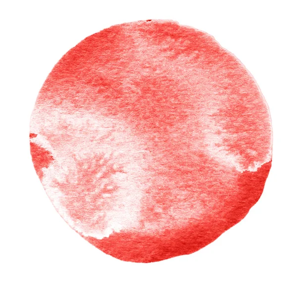 Círculo de acuarela roja. Mancha de acuarela sobre fondo blanco . — Foto de Stock