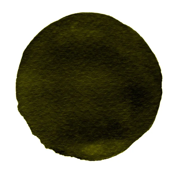 Círculo de acuarela de oliva. Mancha de acuarela sobre fondo blanco . — Foto de Stock