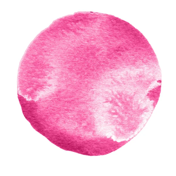 Círculo de acuarela rosa. Mancha de acuarela sobre fondo blanco . — Foto de Stock