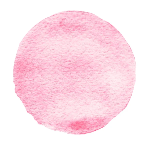 Růžový akvarel kruh. Akvarel, skvrna na bílém pozadí. — Stock fotografie