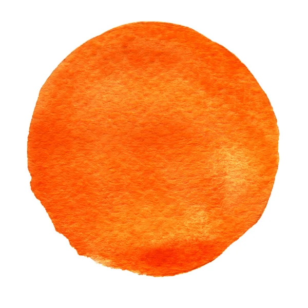 Naranja, círculo de acuarela. Mancha de acuarela sobre fondo blanco . — Foto de Stock