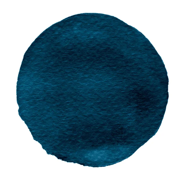 Cerchio acquerello blu. Colorazione ad acquerello su sfondo bianco . — Foto Stock