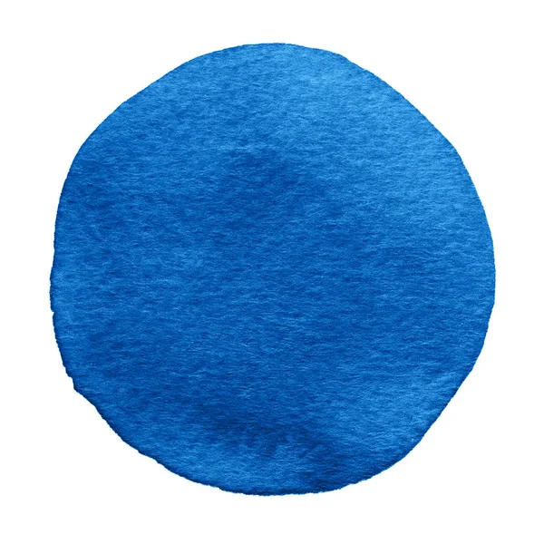Kék Lapis Kobalt Akvarell Kör Akvarell Folt Egyenetlen Szélekkel Fehér — Stock Fotó