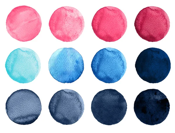 Conjunto de círculos aquarela coloridos isolados em branco . — Fotografia de Stock