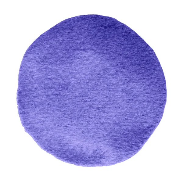 Círculo de acuarela índigo azul. Mancha de acuarela sobre fondo blanco . — Foto de Stock