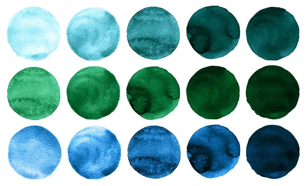 Conjunto de círculos de acuarela de colores aislados en blanco . — Foto de Stock