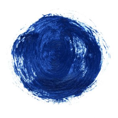 Beyaz arka plan üzerinde izole akrilik daire. Parlak mavi yuvarlak suluboya şekli metin için. Öğe için farklı tasarım