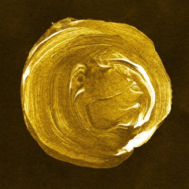 Siyah arka plan üzerine izole akrilik daire. Sarı, altın yuvarlak suluboya şekil metin için. Öğe için farklı tasarım