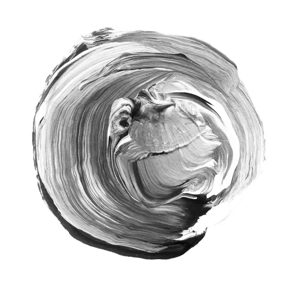 Círculo acrílico isolado sobre fundo branco. Cinza, forma de aquarela redonda preta para texto. Elemento para design diferente — Fotografia de Stock