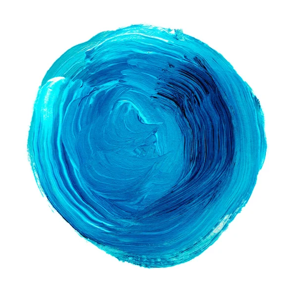 Beyaz arka plan üzerinde izole akrilik daire. Parlak mavi yuvarlak suluboya şekli metin için. Öğe için farklı tasarım