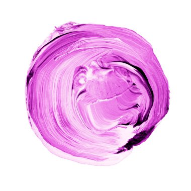 Beyaz arka plan üzerinde izole akrilik daire. Pembe, hafif mor yuvarlak suluboya şekil metin için. Öğe için farklı tasarım