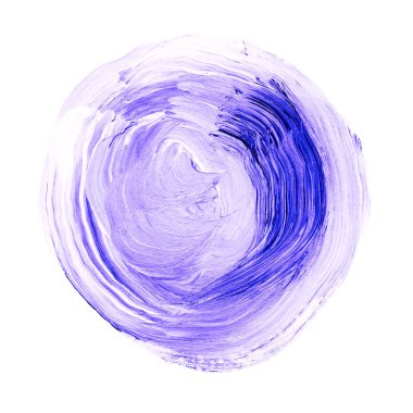 Mavi dokulu akrilik daire. Suluboya beyaz arka plan üzerinde leke.