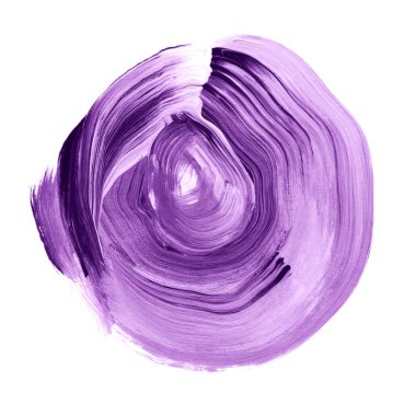 Violet, lavanta, kraliyet leylağı desenli akrilik daire. Düz olmayan kenarları beyaz arka planda izole edilmiş suluboya lekesi. Tasarım elemanı. Suluboya retro geometrik yuvarlak şekil