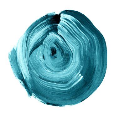 Mavi nane dokulu akrilik daire. Düz olmayan kenarları beyaz arka planda izole edilmiş suluboya lekesi. Tasarım elemanı. Suluboya retro geometrik yuvarlak şekil