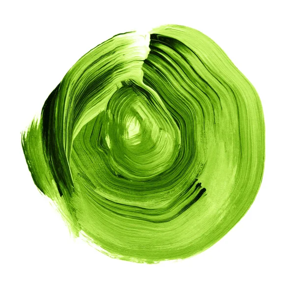 녹색 나무 질감 아크릴 원형. 흰색 바탕에 수채화 얼룩. — 스톡 사진