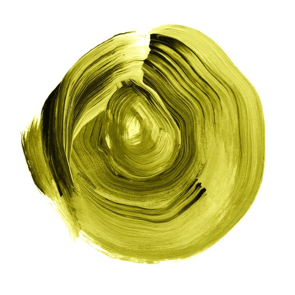 Olive Zöld Texturált Akril Kör Akvarell Folt Egyenetlen Szélekkel Fehér — Stock Fotó