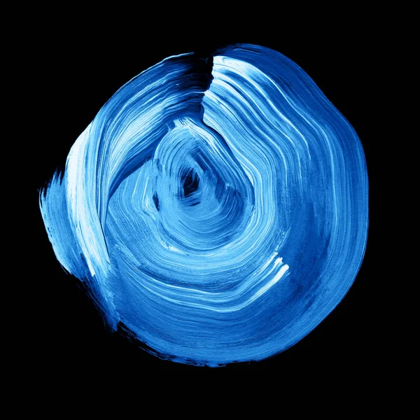 Kék Lapis Texturált Akril Kör Akvarell Folt Egyenetlen Szélekkel Fekete — Stock Fotó