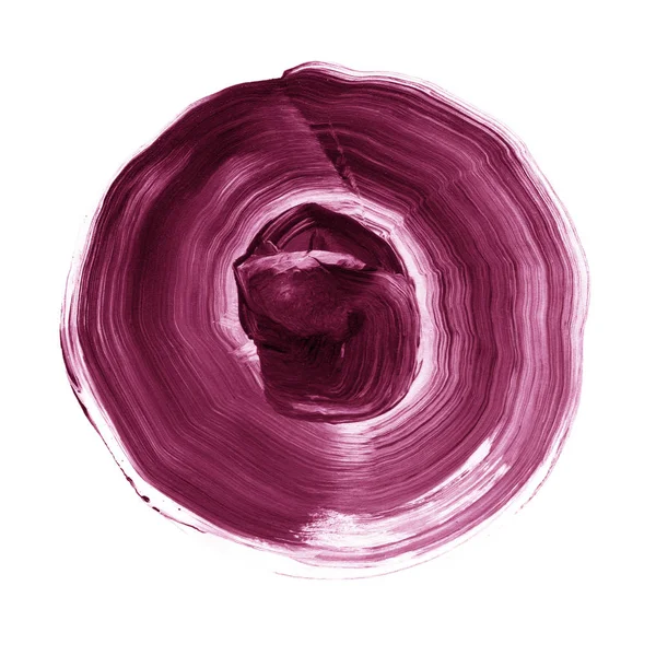 Círculo acrílico texturizado puerto púrpura, tawny. Mancha de acuarela sobre fondo blanco . — Foto de Stock