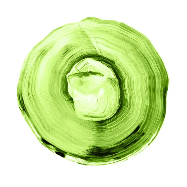 绿色纹理压克力圆。水彩染色在白色背景上. — 图库照片