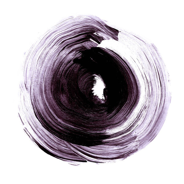 Коричнево-желтоватый акриловый кружок. Пятно акварели на белом фоне
.