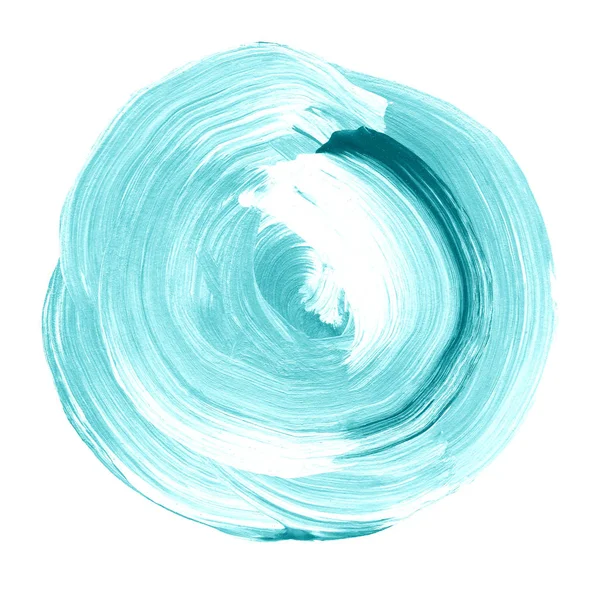 Mavi Nane akrilik daire dokulu. Suluboya beyaz arka plan üzerinde leke.