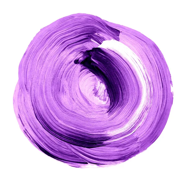 Lavendel violett strukturierten Acrylkreis. Aquarell-Fleck auf weißem Hintergrund. — Stockfoto
