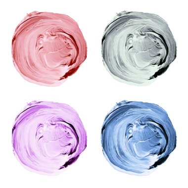 Kümesi üzerinde beyaz izole renkli akrilik, suluboya daireler.