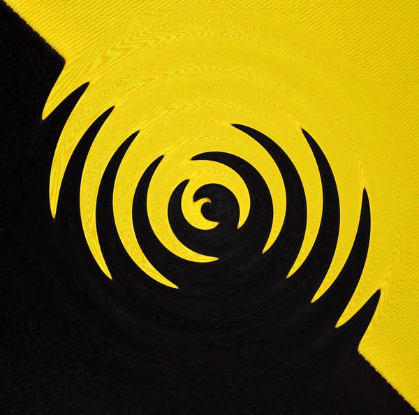 Abstrakta geometriska svarta och gula bakgrunden från kurva snurra former — Stockfoto