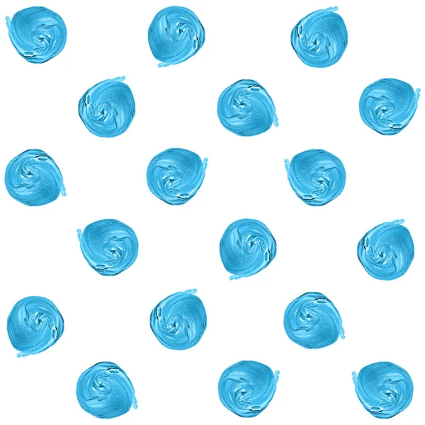 青いパステルポルカドットシームレスパターン、アクリルドットの背景. — ストック写真