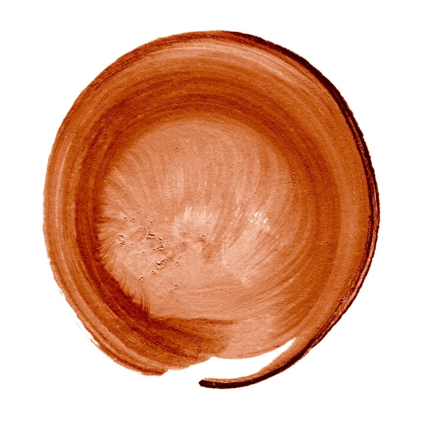 棕色巧克力质感丙烯酸圆 水彩颜料 边缘不均匀 与白色背景隔离 设计元素 水彩画复古几何圆形 — 图库照片