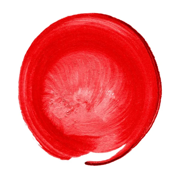 Rote Granadine Strukturierten Acrylkreis Aquarellfleck Mit Ungleichmäßigen Rändern Isoliert Auf — Stockfoto