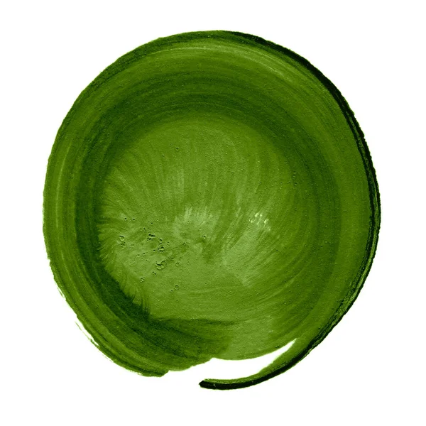 Círculo Acrílico Texturizado Verde Mancha Acuarela Con Bordes Irregulares Aislados — Foto de Stock