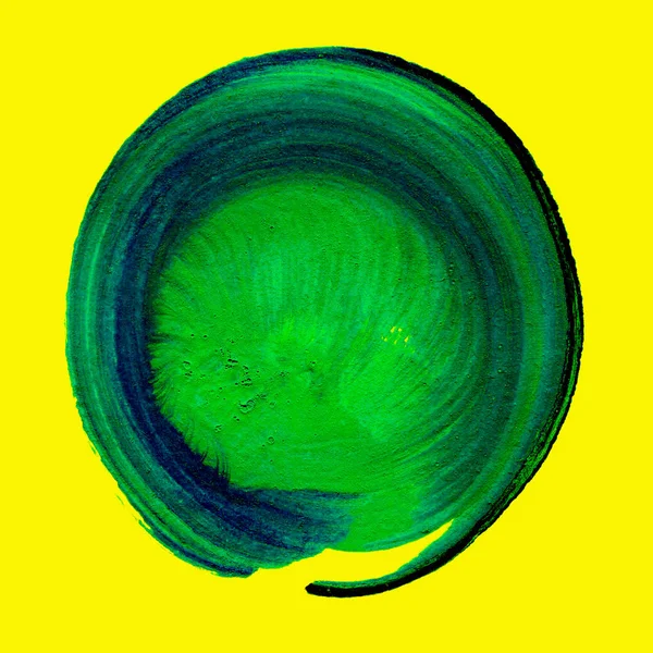 Green Textured Acrylic Circle Watercolour Stain Uneven Edges Design Element — Stock Photo, Image