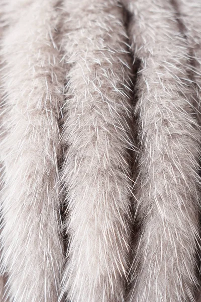 Mink fur. Fur texture of light beige color close-up background. Brown mink fur coat texture background. Animal fur texture fees. Short brown natural short hair animal close up.