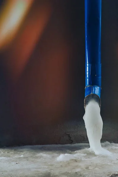 Liquid froze in the drain pipe — Stock Photo, Image