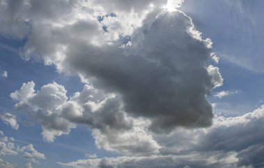 Mavi gökyüzü bulutlu görünümünü